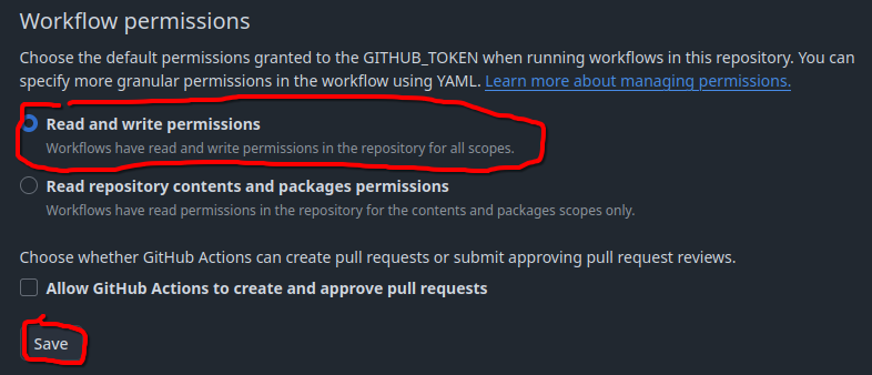 Change Actions Settings
