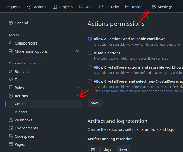 Get To Actions Settings